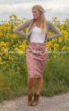 Rust Floral Pencil Skirt